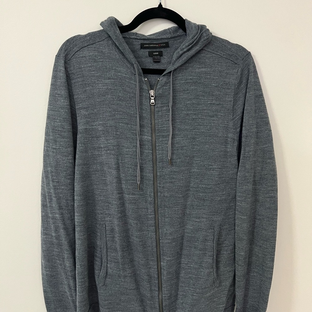 John Varvatos Charcoal Zip-Up Sweater